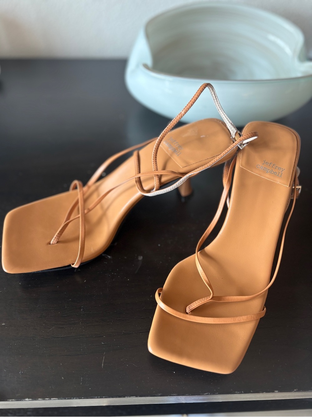 Jeffrey Campbell Fluxx Leather Strappy Heels Nude Size 9.5 NWT/NWOB